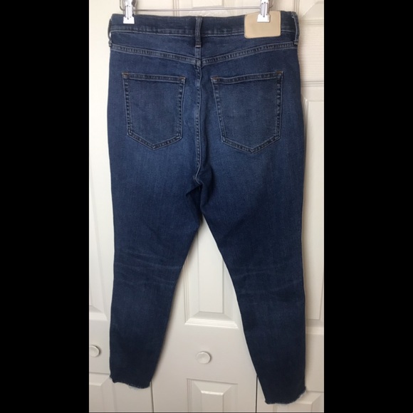 EVERLANE The Vintage Skinny Jean Denim Rae Hem Ankle Crop Dark Wash Button Front - Picture 4 of 9